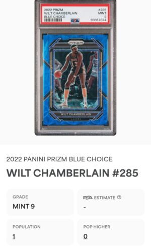 2022 Panini Prizm NBA BLUE CHOICE PRIZM /49 Wilt Chamberlain Graded PS