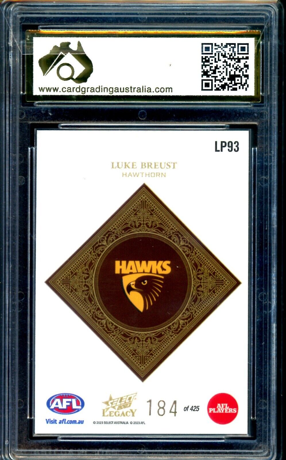 2023 Select AFL Legacy PLUS Luke Breust Graded CGA 10 Hawthorn Hawks