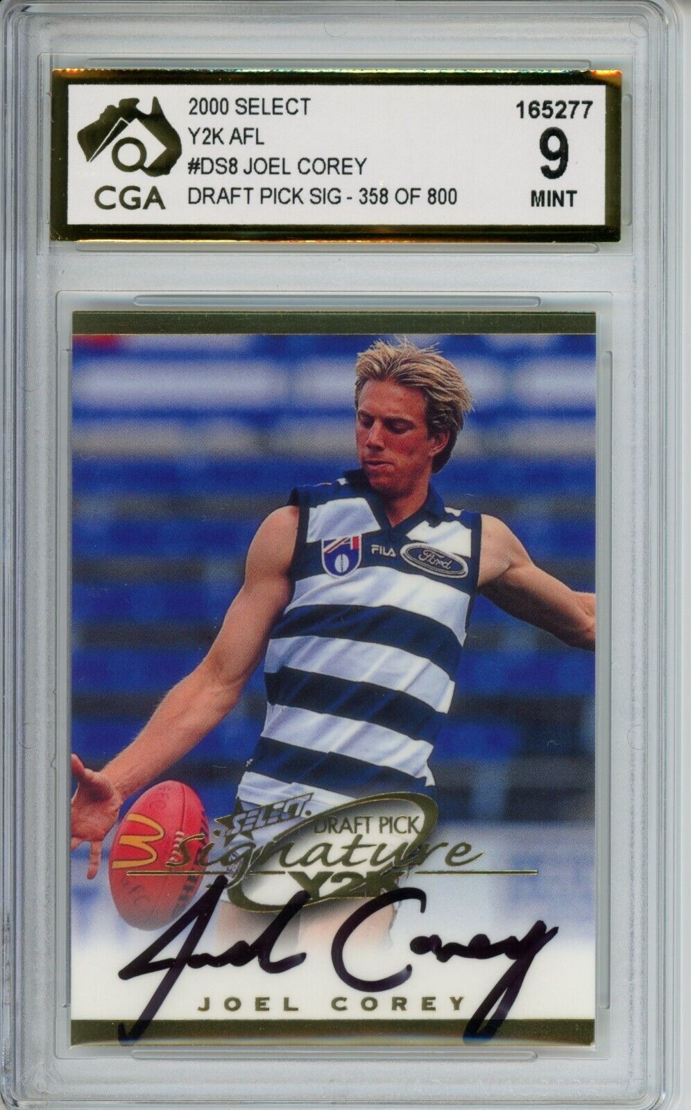 2000 Select AFL Draft Pick Signature ROOKIE CARD Joel Corey Graded CGA