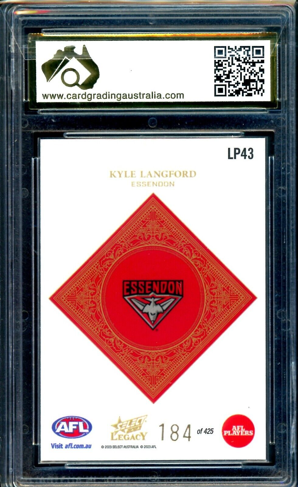 2023 Select AFL Legacy PLUS Kyle Langford Graded CGA 9 Essendon