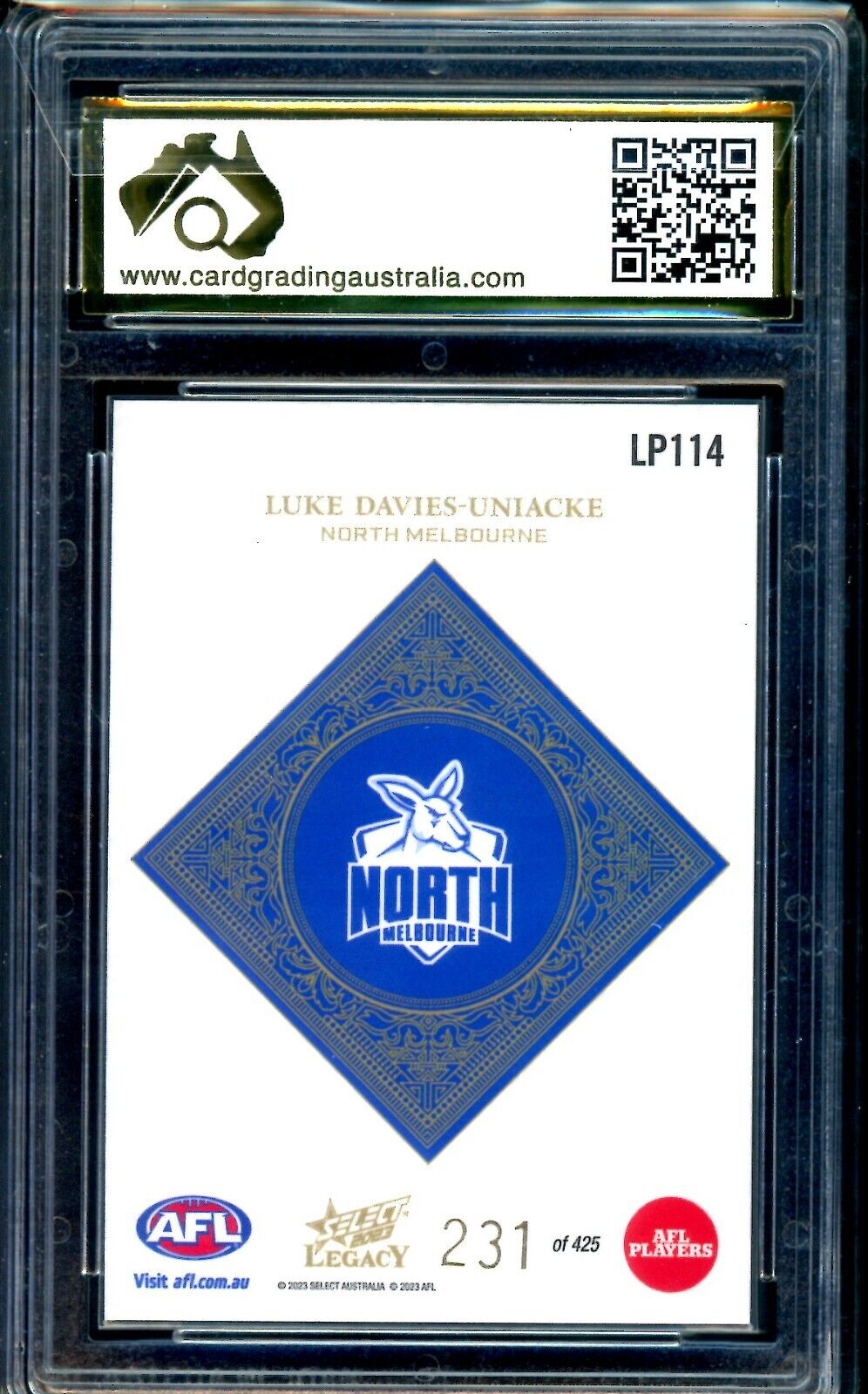 2023 Select AFL Legacy PLUS Luke Davies-Uniacke Graded CGA 9.5 Gem Min