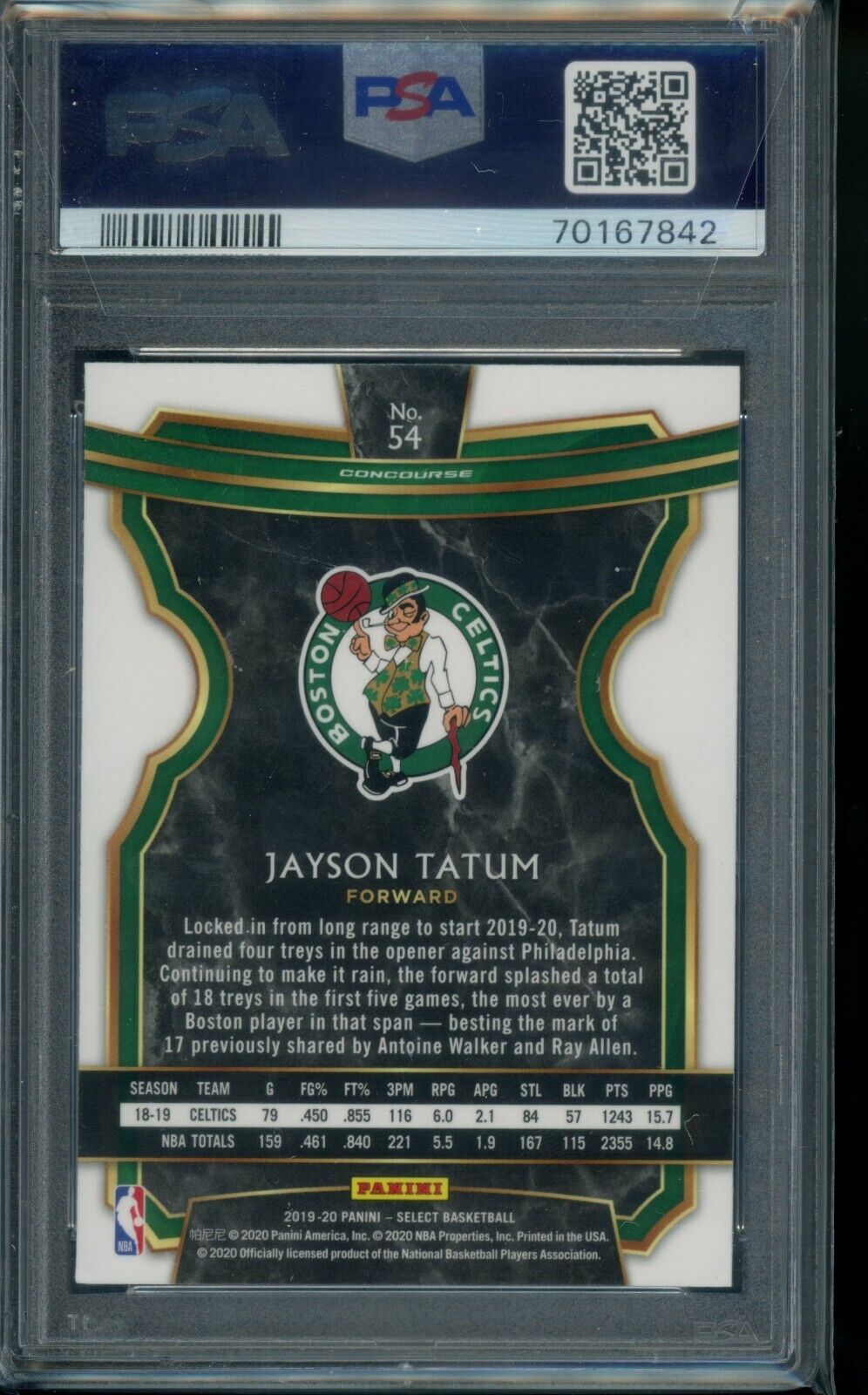 2019 Panini Select NBA Jayson Tatum Graded PSA 8 Boston Celtics